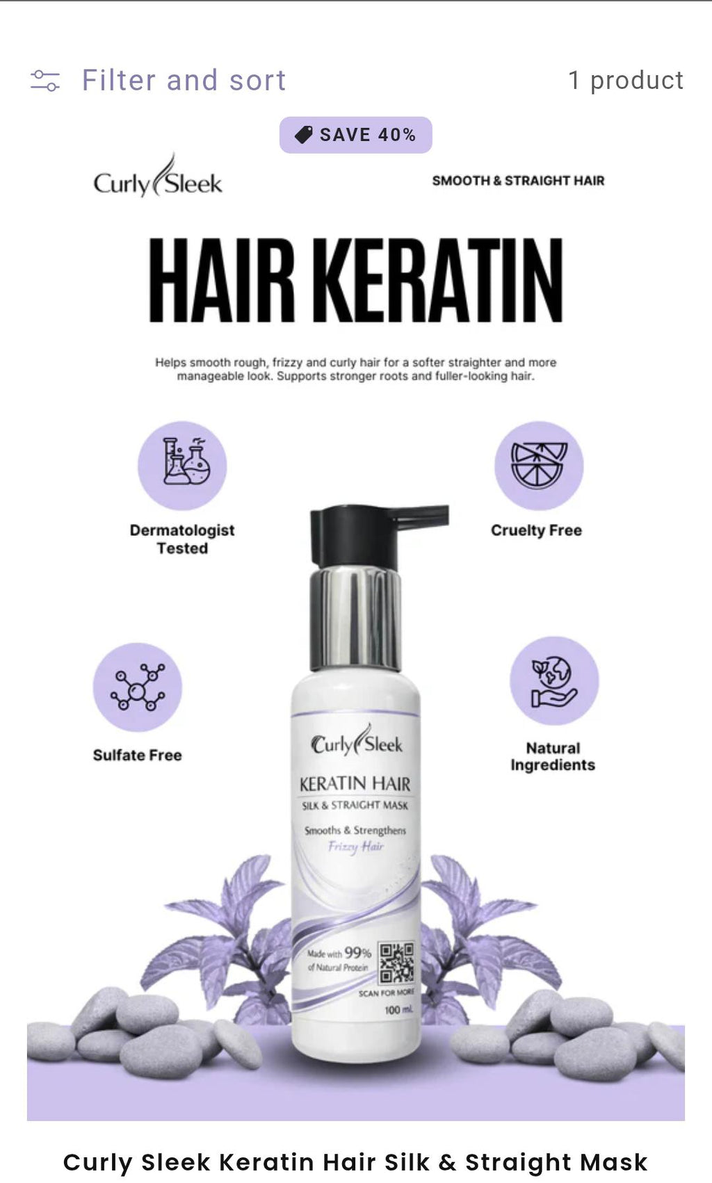Curly Sleek Keratin Hair Silk &amp; Straight Mask