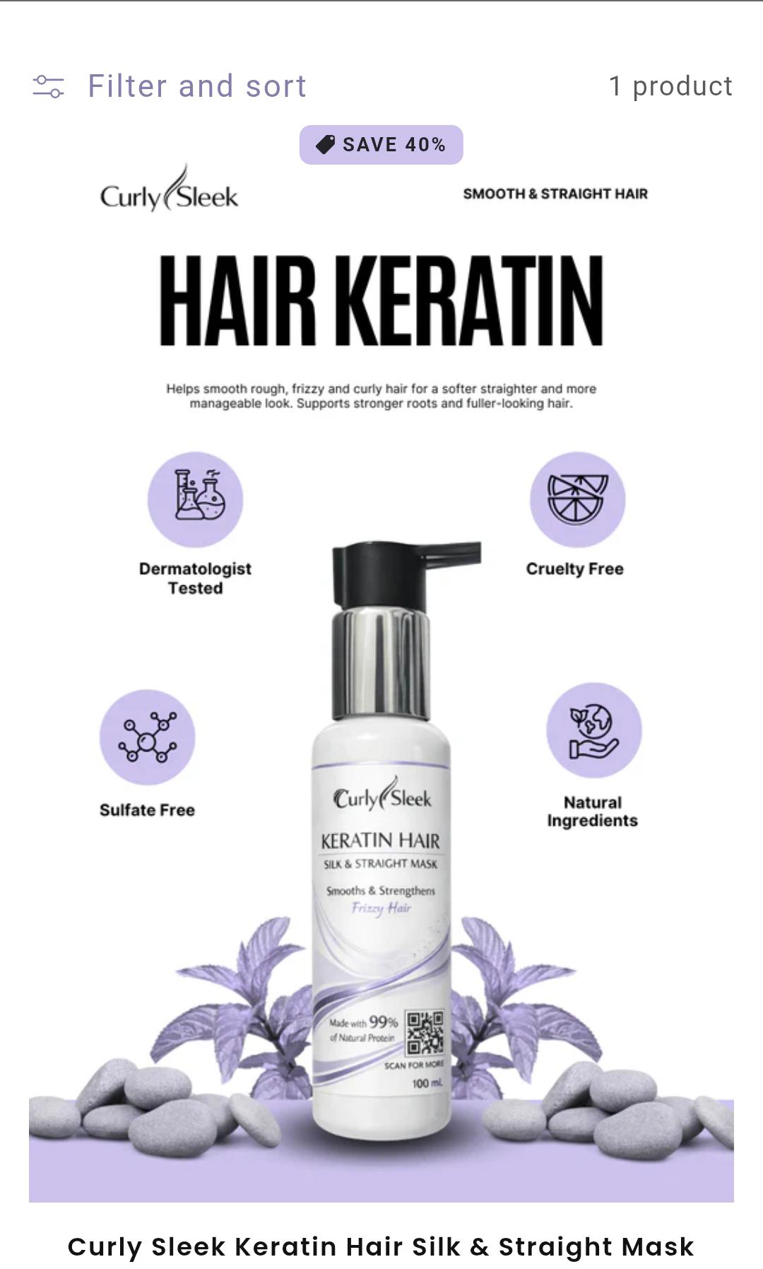Curly Sleek Keratin Hair Silk &amp; Straight Mask